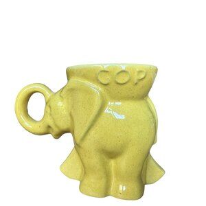 Vintage Frankoma Pottery Mug Elephant Republican Political GOP 1975 Yellow